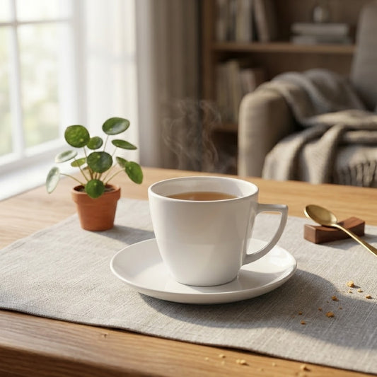iliżanka do dużej kawy cappuccino Lubiana, polska biała porcelana.