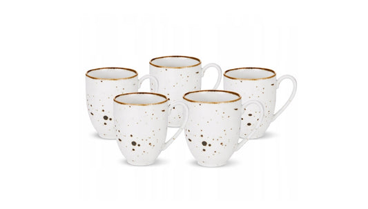Komplet sześciu dużych białych kubków z porcelany Bogucice Cottage White
