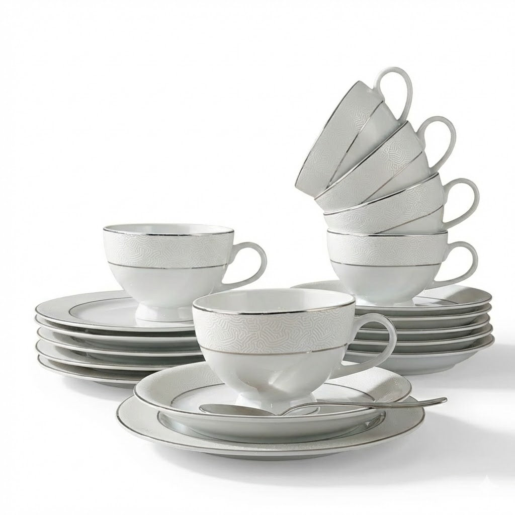 Serwis do Herbaty Emily Black Platin – Porcelana Bogucice (6 osób)