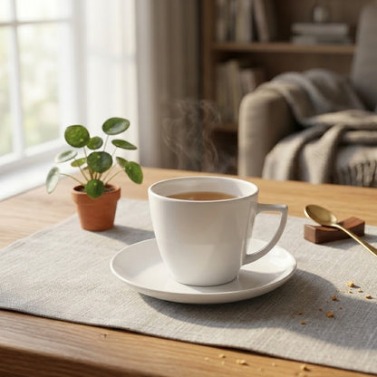 iliżanka do dużej kawy cappuccino Lubiana, polska biała porcelana.