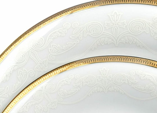 Talerz płytki, głęboki i deserowy z luksusowej kolekcji porcelany Bogucice Antonio Gold