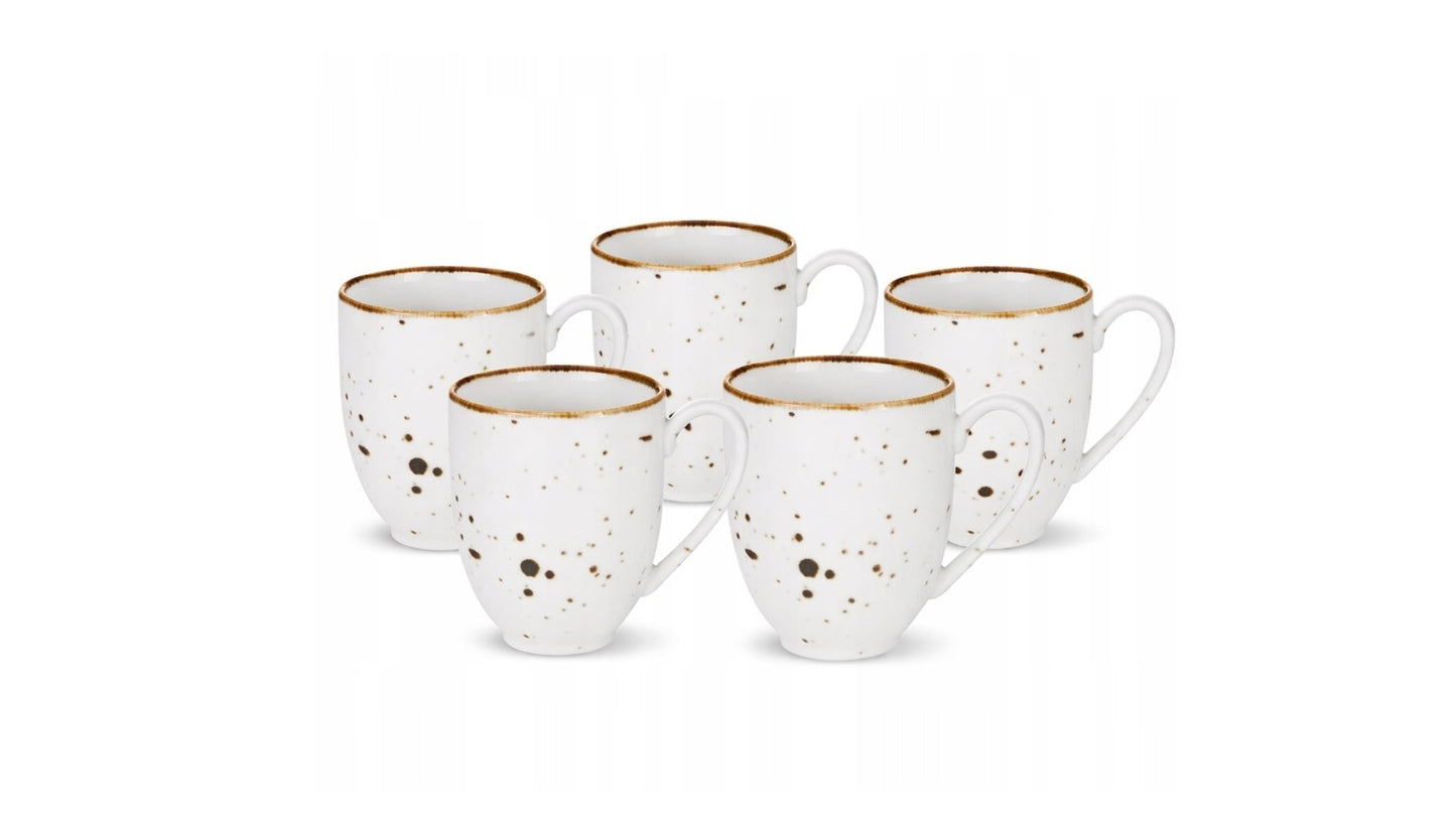 Komplet sześciu dużych białych kubków z porcelany Bogucice Cottage White