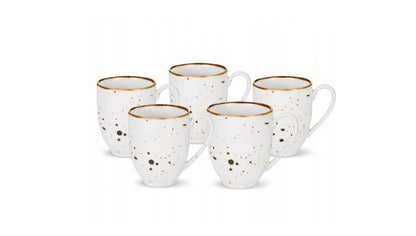 Komplet sześciu dużych białych kubków z porcelany Bogucice Cottage White